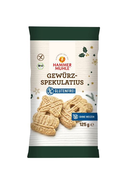Bio Gewürzspekulatius 125g - Hammermühle
Traditionell würzig, herrlich knusprig und dabei rundum verträglich: Dieser feine Bio-Spekulatius von Hammermühle bringt festliche Stimmung auf den Plätzchenteller – ganz ohne Gluten und Weizen! Mit aromatischen Bio-Gewürzen wie Zimt, Muskat und Nelken ist er der perfekte Begleiter für gemütliche Wintertage.