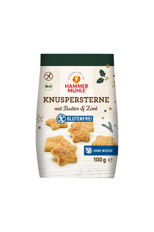 Bio Knuspersterne mit Butter und Zimt 100g - Hammermühle
Zart, knusprig und himmlisch zimtig: Die Bio Knuspersterne von Hammermühle sind ein echter Festtagsklassiker – liebevoll gebacken mit Bio-Butter, feinem Marzipan und einer aromatischen Zimt-Zucker-Bestreuung. Natürlich glutenfrei und ganz ohne Weizen – für unbeschwerten Genuss in der Weihnachtszeit!