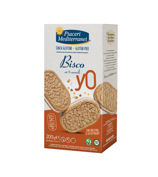 BiscoYo Kekse mit 5 Cereali 200g - Piaceri
Lust auf eine leckere, aber leichte Pause? Die Antwort ist einfach: BiscoYo 5 Cerealien glutenfrei – der perfekte Snack für bewussten Genuss!