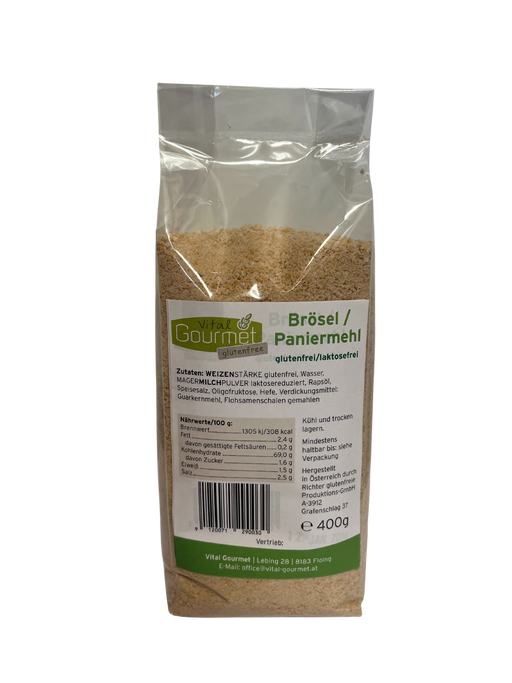 Brösel / Paniermehl - gluten/laktosefrei - 400g - Vital Gourmet
Brösel / Paniermehl für ein perfektes Wienerschnitzel oder geb. Gemüse !
