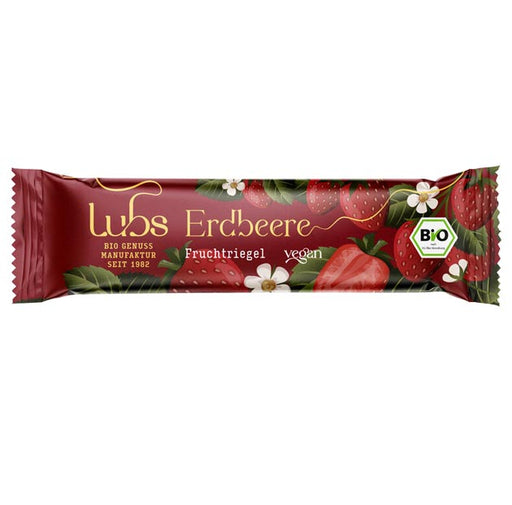 Erdbeer Fruchtriegel 30g - Lubs Bio
Fruchtriegel Erdbeer von Lubs ist ein leckerer   glutenfreier Riegel. Unentbeerlich: mit Erdbeeren, schwarzen Johannisbeeren, Datteln und einem Hauch Vanille.