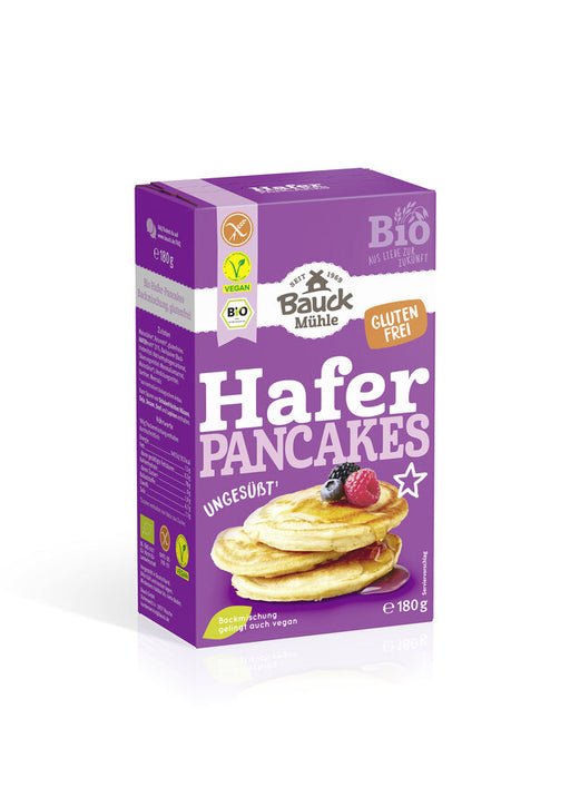 Hafer Pancakes 180g-Bauck Mühle
Unsere ungesüßte Mischung für Hafer-Pancakes aus der Bauck Mühle ist im Nu zubereitet! Einfach Milch oder Pflanzendrink, ein Ei und etwas Öl hinzufügen, in der Pfanne backen – fertig! Diese köstlichen Pancakes sind ideal für ein schmackhaftes Frühstück oder als Snack für zwischendurch. Ob herzhaft oder süß, du kannst sie ganz nach deinem Geschmack verfeinern. Die Backmischung ist selbstverständlich glutenfrei, vegan und in bester Bio-Qualität.