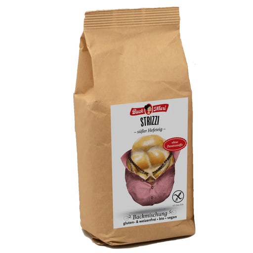 "Strizzi" Backmischung - süßer Hefeteig 350g - Backmari Bio
Mit Reismehl und Kartoffel- und Maisstärke und einer leichten Süße lässt unser Strizzi lang ersehnte Germteig-Genussmomente wieder wahr werden.