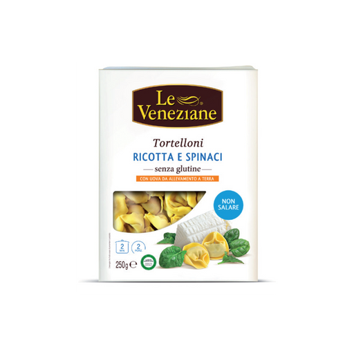 Tortellini mit Ricotta und Spinat 250g - Le Veneziane
Gefüllt mit einer harmonischen Mischung aus cremigem Ricotta und zartem Spinat, verbinden sie authentischen Geschmack mit hochwertiger, glutenfreier Qualität.