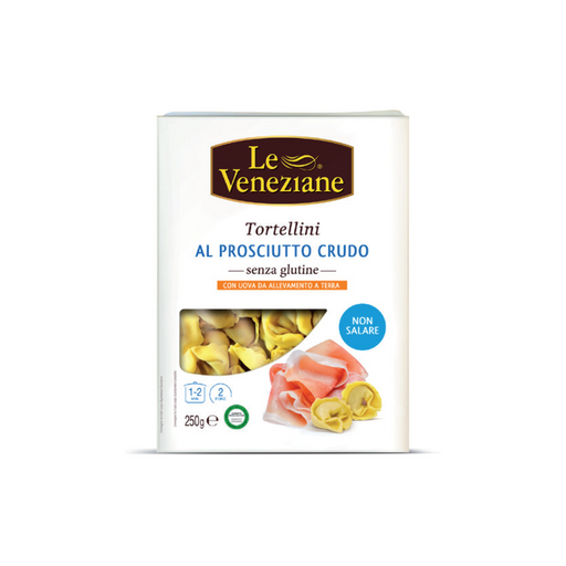 Tortellini mit Schinken 250g- Le Veneziane
Le Veneziane glutenfreie Tortellini mit rohem Schinken von Molino di Ferro sind gefüllte&glutenfreie Teigwaren.