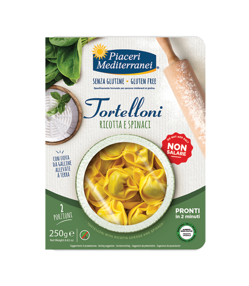 Tortelloni Ricotta Spinat 250g - Piaceri
Bringen Sie mit unseren glutenfreien Ricotta-Spinat-Tortelloni Freude auf den Tisch. Köstlich, raffiniert und unwiderstehlich – was will man mehr?