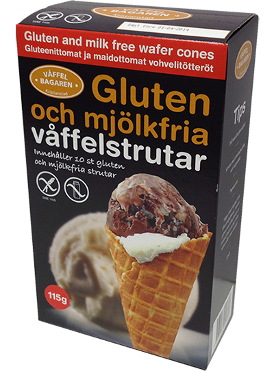 Eistüten 115g - Vaffel Bagaren
Die Vaffel Bagaren-Eistüten bestehen im Gegensatz zu anderen glutenfreien Eistüten aus einer gebackenen Waffel, die zu einer Eistüte geformt wird.