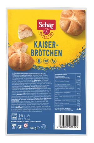 Kaiserbrötchen 240g - Schär
Glutenfreie Kaiserbrötchen von Schär sind gluten- und laktosefreie Brötchen zum Fertigbacken.
