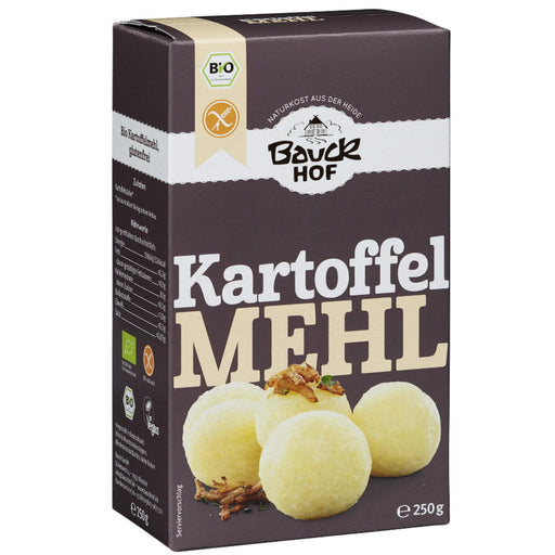 Kartoffelmehl  250g - Bauckhof Bio
Kartoffelmehl von Bauckhof ist eine glutenfreie und feine Speisestärke aus besten Kartoffeln. Ideal zum Backen, für Desserts, Kaltschalen, Soßen und Suppen.