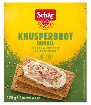 Knusperbrot dunkel 125g - Schär
Ballaststoffreiches, dunkles Knusperbrot mit Teff und Buchweizenvon Schär.