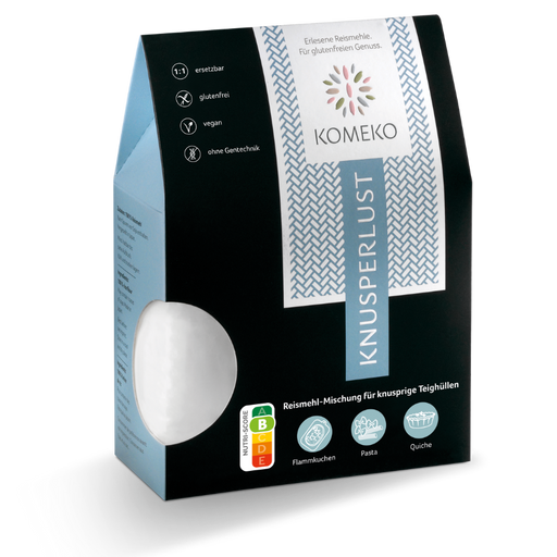 Knusperlust Reismehl für Pizza, Wraps und Flammkuchen 500g - Komeko
Diese Reismehl-Mischung ist für knusprige Teighüllen wie Flammkuchen, Croissants oder Apfelstrudel.