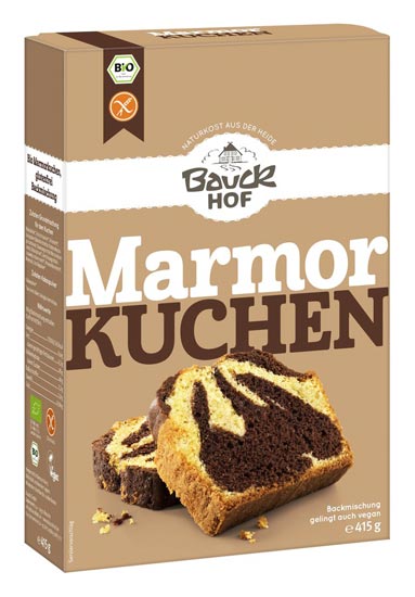 Marmorkuchen Backmischung 415g- Bauckhof Bio
Marmorkuchen von Bauckhof ist eine glutenfreie Backmischung für einen Kastenkuchen, einen Gugelhupf oder 12-14 Muffins.