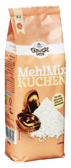 Mehl Mix Kuchen 800g- Bauckhof Bio
Mehl-Mix Kuchen von Bauckhof ist eine glutenfreie Mehlmischung für alle Rührteige, Biskuit- und Mürbeteige. Ganz nach Geschmack die eigene, glutenfreie Kuchenvielfalt zaubern. Mit 13 Rezepten auf der Verpackung!