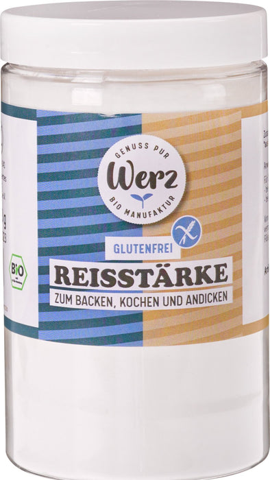 Reisstärke 200g - Werz bio
Beim Backen von glutenfreiem Brot und Kuchen kann Reis-, Mais-, Hirse- oder Buchweizen-Mehl zur Hälfte durch Reisstärke ersetzt werden.
