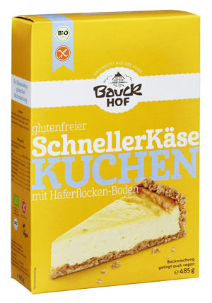 Schneller Käsekuchen 485 g - Bauckhof Bio
Glutenfreie Backmischung für einen Käsekuchen mit Haferflocken-Boden von Bauckhof. Backen Sie in kürzester Zeit einen schmackhaften glutenfreien Käsekuchen! Die Haferflocken sind kontrolliert glutenfrei.