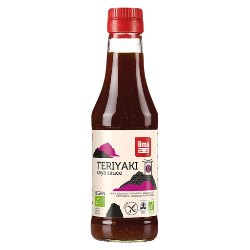 Teriyaki Sojasauce 250ml - Lima bio
Teriyaki ist ein Klassiker der japanischen Küche. Der Begriff Teriyaki setzt sich zusammen aus „Teri“, einem Wort, das Glanz bedeutet und dem Ausdruck „yaki“, der für Braten und Grillen steht.