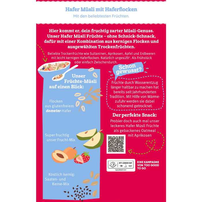 Hafer Früchte Müsli 425g - Bauckhof Bio