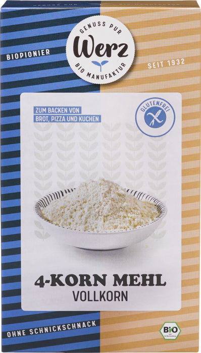 4 Korn Vollkorn Mehl 1000g - Werz Bio

Mit dieser Mehlmischung können sie glutenfreies Brot, Brötchen oder auch süßes backen.