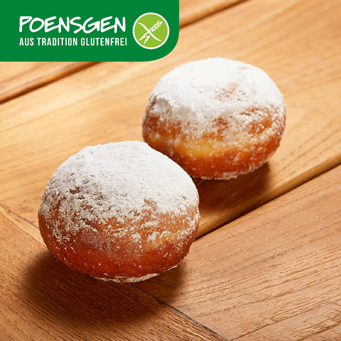 Berliner glutenfrei 2x110g - Poensgen

Unser klassischer Berliner überzeugt mit luftig-lockerem Teig und einer fruchtigen Aprikosenfüllung – ganz ohne Gluten und Laktose. Perfekt für alle, die auf bestimmte Inhaltsstoffe verzichten müssen, aber nicht auf Geschmack.