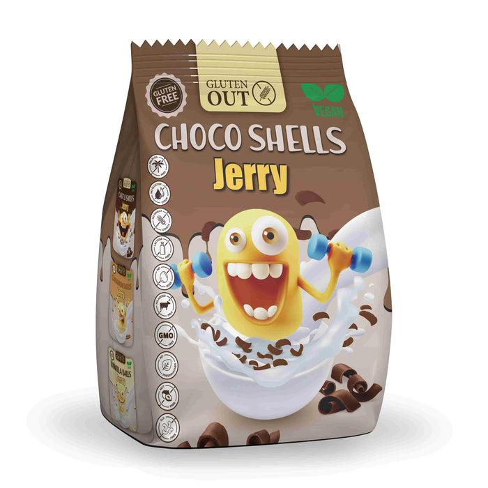 Choco Shells Jerry 375g - Nerano

Die&nbsp; Jerry Choco Shells von Nerano sind köstliche, glutenfreie Cerealien mit Schokoladengeschmack