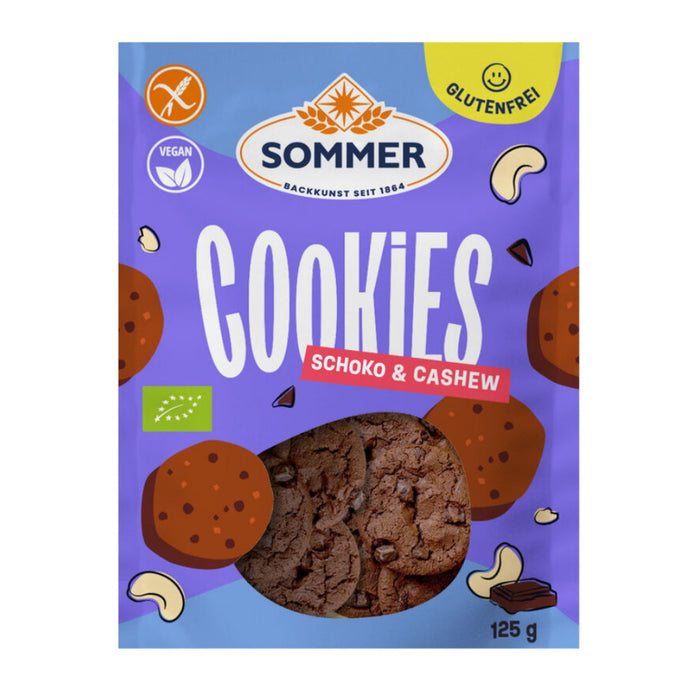 Cookies Choco & Cashew 125g - Sommer bio

Beim glutenfreien Choco &amp; Cashew Cookie treffen freche Schokostückchen auf Kakaonibs und knackige Cashewkerne. Eine Kombination, die glücklich macht!