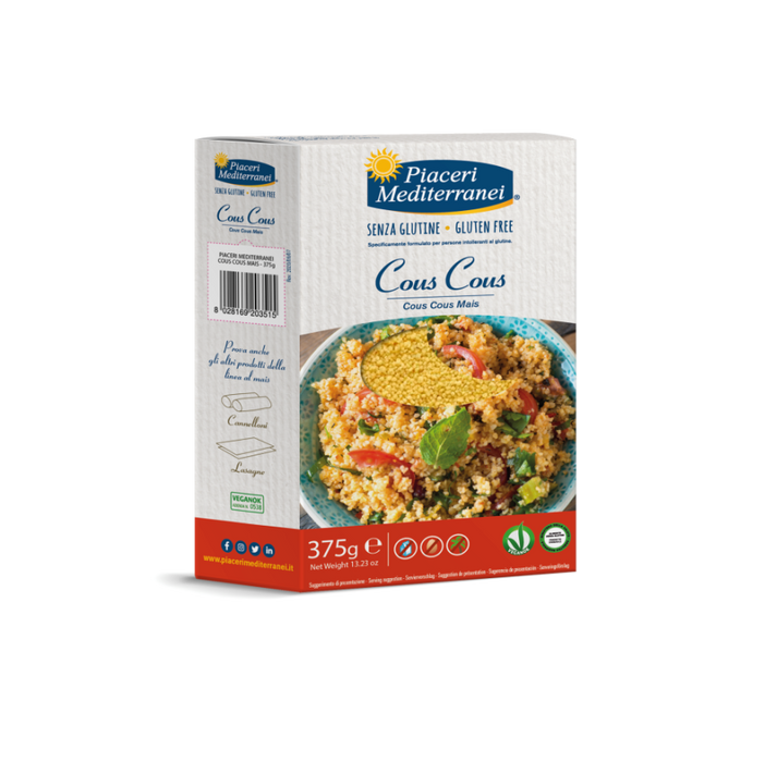 Cous Cous Mais 375g- Piaceri

Verfeinern Sie ihn mit frischem Gemüse und aromatischen Gewürzen oder lassen Sie Ihrer Kreativität freien Lauf. Ohne Eier, Milch und Palmöl – einfach purer Genuss in Minuten!