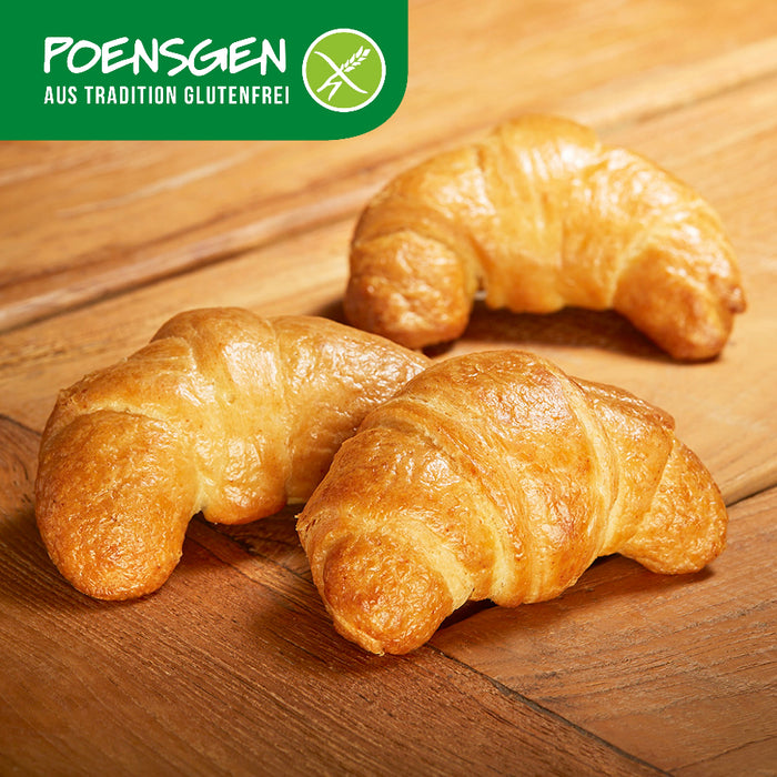 Croissants glutenfrei 4x75g - Poensgen

Französischer Croissant-Genuss trifft handwerkliche Laugenkunst – ohne Gluten und Laktose! Die glutenfreien Croissants werden mit Natursauerteig gebacken und bieten authentisch-markante Laugenaromen bei optimaler Verträglichkeit. Frei von Gluten, Laktose, Ei, Soja, Sesam und Schalenfrüchten – ideal für bewusste Genießer:innen.