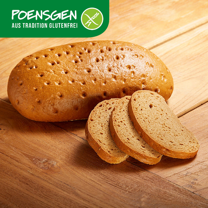 Dunkles Brot 750g - Poensgen

Herzhaft-würzig meets glutenfrei: Unser dunkles Frischbrot bietet einen vollmundigen Geschmack ganz ohne Gluten, Laktose, Ei, Soja, Sesam oder Schalenfrüchte – ideal für bewussten Genuss und mit dem Plus an Verträglichkeit. Sorgfältig im Natursauerteigverfahren gebacken, überzeugt es durch seine Frische und traditionelle Herstellung.