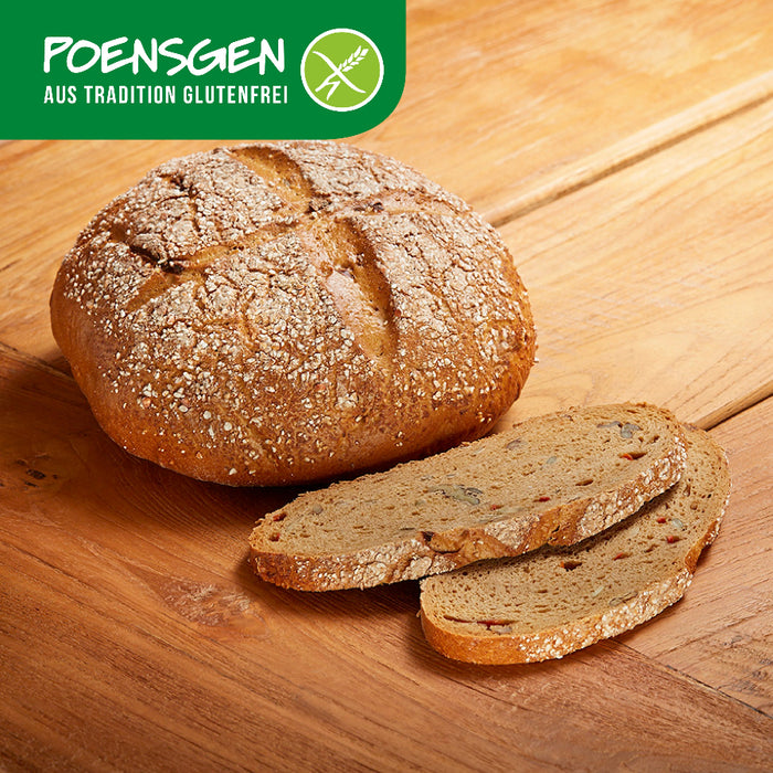 Fitnessbrot glutenfrei 750g - Poensgen

Power für den Tag – unser Fitnessbrot verbindet nährstoffreiche Zutaten wie Walnüsse, Kürbiskerne und Möhren mit einer leichten Natursauerteig-Herstellung. Es ist frei von Gluten, Laktose, Ei, Sesam und Soja, handwerklich mit Liebe gefertigt und mit DLG‑Bronze 2017 ausgezeichnet – für ernährungsbewusste Genießer:innen ohne Verzicht auf Geschmack.