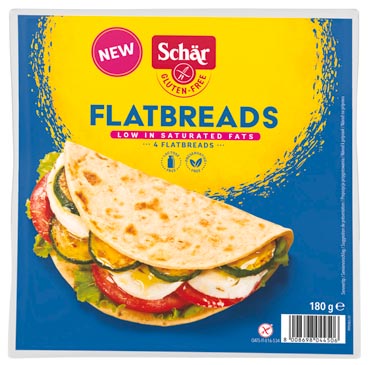 Flatbreads 180g - Schär

Weich, flexibel und unglaublich vielseitig: Die glutenfreien Flatbreads von Schär lassen sich ganz einfach falten oder rollen – ideal zum Befüllen, Belegen oder Dippen. Ob im Toaster, in der Pfanne oder im Ofen zubereitet – sie sind im Handumdrehen servierbereit und passen zu jeder Gelegenheit.