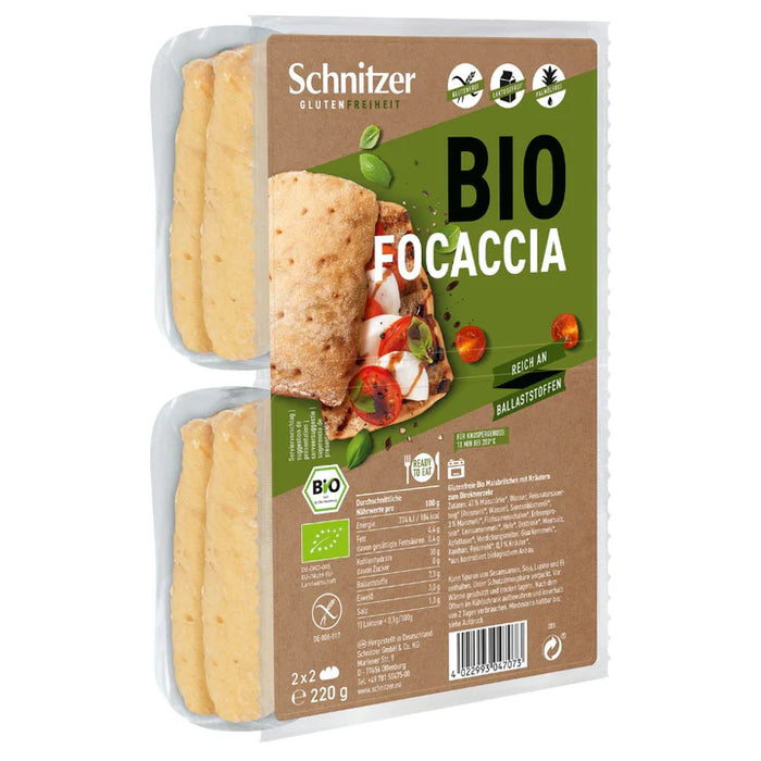 Focaccia Maisbrötchen mit Kräutern 220g -Schnitzer Bio

Genussvolles Italien ganz ohne Weizen! Unser glutenfreies Focaccia im ligurischen Stil begeistert mit seinem mediterranen Geschmack und bringt ein Stück Italien in deine Küche