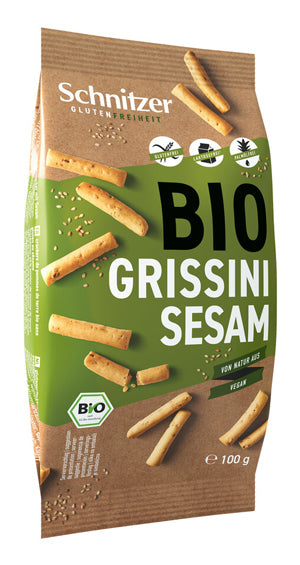 Grissini Sesam 100g- Schnitzer Bio

Bio Grissini Sesame von Schnitzer. Glutenfreie Bio Kartoffelcracker mit Sesam. Die Miniversion des traditionellen italienischen Gebäcks, verfeinert mit Sesam.