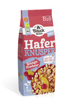 Hafer Knusper Müsli Mango Himbeere 285g - Bauckhof Bio

Fruchtig und knusprig vereint: Das glutenfreie Hafer-Knusper-Müsli Mango-Himbeere von Bauck Mühle kombiniert feine Klein- und Großblattflocken mit der Süße exotischer Mango und dem intensiven Aroma sonnengereifter Himbeeren. Ein tropischer Frühstücksgenuss – vegan, glutenfrei und Bio-zertifiziert.