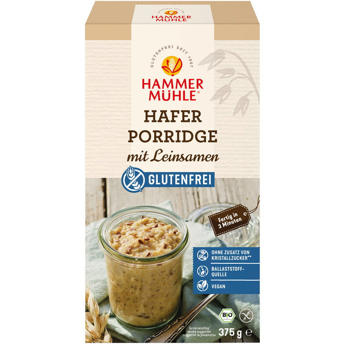 Hafer Porridge mit Leinsamen  375g - Hammermühle bio

Die glutenfreien Produkte der Marke Hammermühle zeichnen sich durch unverwechselbaren Geschmack und hohe Qualität aus.
