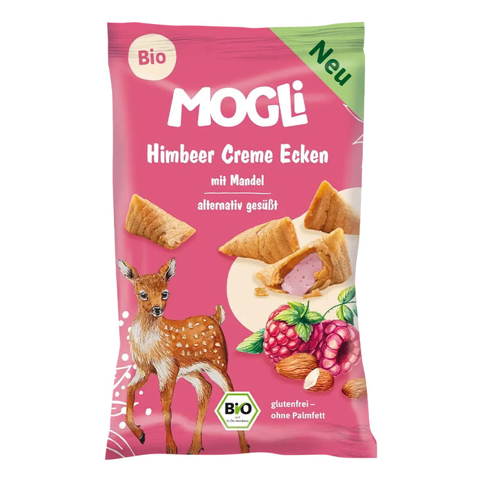 Himbeer Creme Ecken mit Mandel 30g - Mogli Bio

Die knusprigen Waffelecken sind gefüllt mit einer fruchtigen Creme aus Himbeere und Mandelmus. 