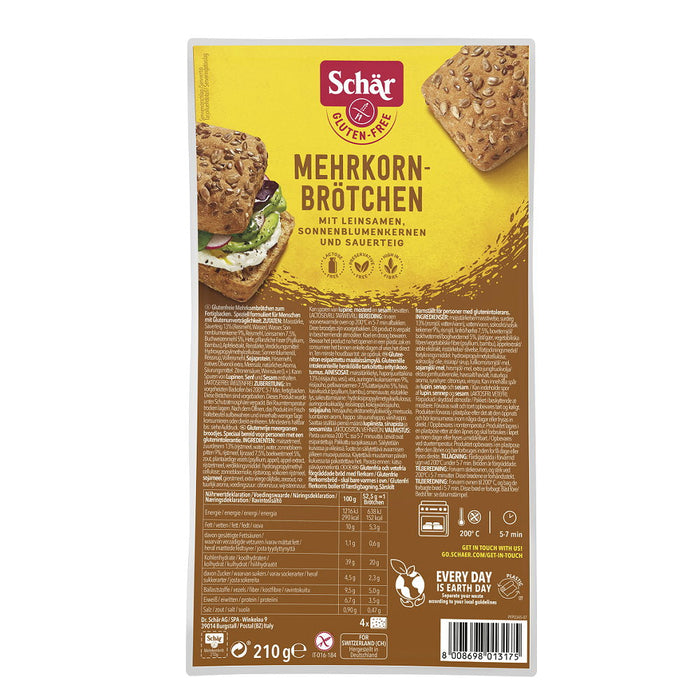 Mehrkornbrötchen 210g - Schär

Die herzhaften Brötchen sind ideal für eine vollwertige und ballaststoffreiche Ernährung.