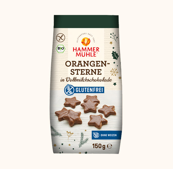 Orangensterne BIO in Vollmilchschokolade mit Zimt 150g / Hammermühle Bio