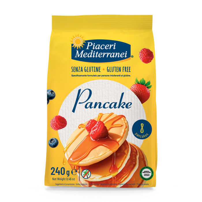 Pancake 240g - Piaceri

Die glutenfreien Pancakes von Piaceri Mediterranei sind weich, fluffig und in wenigen Sekunden servierbereit.