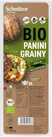 Panini Grainy Maisbrötchen 188g - Schnitzer

Dank Mais- und Reisbasis sind die Panini angenehm mild im Geschmack und gleichzeitig wunderbar saftig.