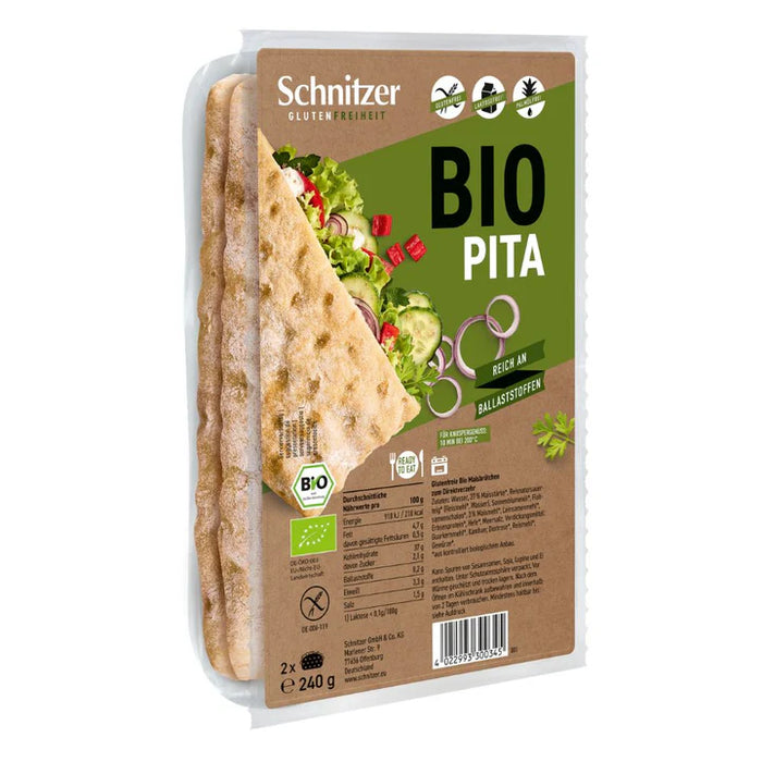 Pita Mais-Brötchen 240g - Schnitzer

Ob mit frischem Salat, aromatischem Grillgemüse, würzigen Falafeln oder zartem Hähnchen – die glutenfreie Bio Pita passt sich deinen kulinarischen Ideen perfekt an.