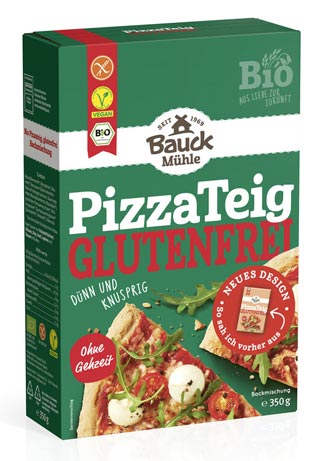 Pizzateig Backmischung 350g - BAUCKHOF bio

Glutenfreie Backmischung für Pizza-Teig von Bauckhof, bringt Abwechslung in Ihren Speiseplan. Hauptsächlich hergestellt aus Reismehl kann man den glutenfreien Pizza Boden je nach Belieben belegen. Bauckhof glutenfreier Pizzateig schmeckt wie hausgemacht und gelingt schnell und leicht. Sie geben nur Wasser und Öl dazu und brauchen den Teig nicht gegehn zu lassen. So können auch Zöliakie Betroffene die Pizzen nach Italienischer Art genießen.