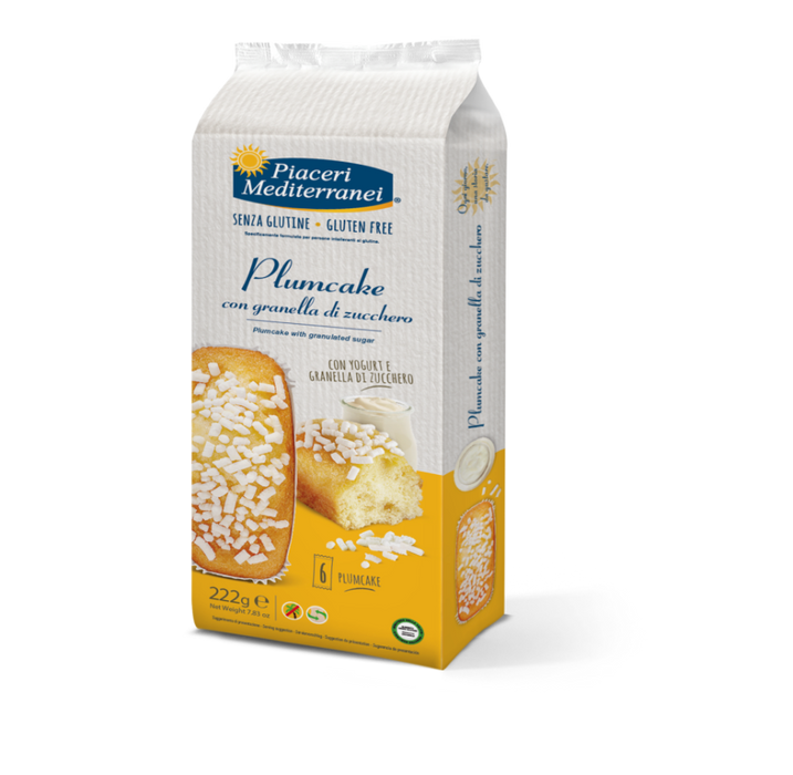 Plumcake mit Hagelzucker 222g- Piaceri

Unsere weichen Pflaumenkuchen auf Joghurtbasis, überzogen mit Kristallzucker, sind glutenfrei und bieten einen unverwechselbaren Geschmack. Perfekt für den Nachmittagssnack!