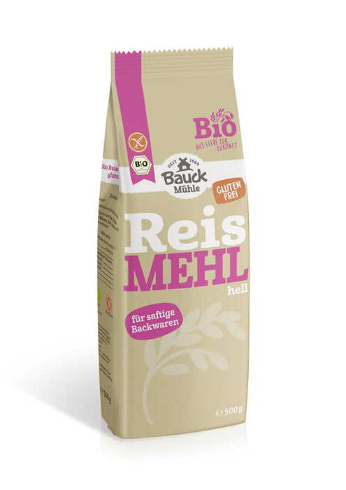 Reismehl hell 500g- Bauckhof Bio

Helles Reismehl ist ein sehr feines glutenfreies Reismehl mit einem von Natur aus neutralen, leicht süßlichen Geschmack. Es ist daher besonders geeignet für feine Kuchen, Kekse und helle Brötchen und verleiht diesen eine angenehme Saftigkeit.