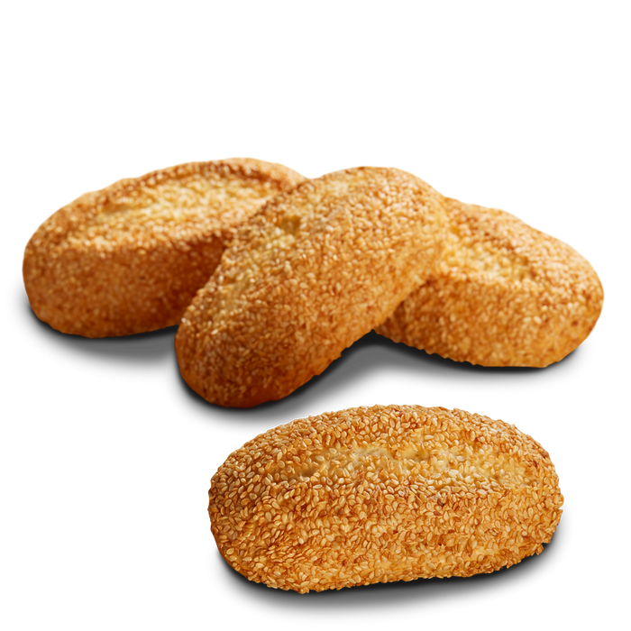 Sesambrötchen glutenfrei 4x75g - Poensgen

Nussig aromatisch, knusprig und absolut verträglich – die Sesambrötchen verbinden den feinen Geschmack von Sesam mit traditioneller Handwerkskunst. Gebacken im Natursauerteigverfahren und frei von Gluten, Laktose, Ei, Soja und Schalenfrüchten, bieten sie maximalen Genuss ohne Kompromisse