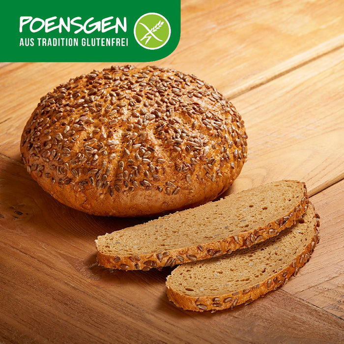 Sonnenblumenkernlaib glutenfrei 750g - Poensgen

Natur pur: Der Sonnenblumenkernlaib begeistert durch seinen aromatischen Kerncharakter und natürliches Aroma. Mit 6 % Sonnenblumenkernen, traditionellem Natursauerteig und frei von Gluten, Laktose, Ei, Soja, Sesam und Schalenfrüchten – eine echte Genussalternative für bewusste Ernährung.