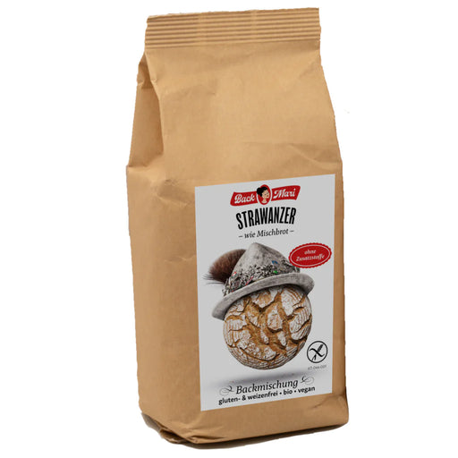 "Strawanzer" Backmischung Mischbrot 350g - Backmari Bio

Der Strawanzer ist unsere Backmischung für ein glutenfreies Brot ähnlich einem Mischbrot. Durch die knusprige Kruste und die lockere, weiche Krume kommt das vertraute Gefühl österreichischer Brotkultur in glutenfreier Form auf den Tisch.