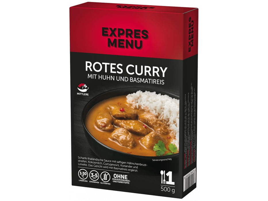 Rotes Curry mit Huhn und Basmatireis 500g- Expressmenü