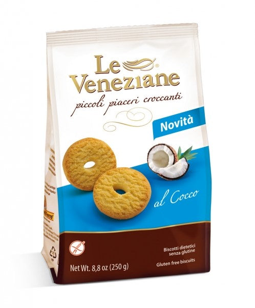 Biscotti Kekse mit Kokos 250g  -  Le Veneziane

Diese glutenfreien Kekse passen hervorragend zu Kaffee und Kuchen und eignen sich auch als glutenfreie Nascherei für zwischendurch. Probieren Sie sich einfach zu Ihrer Lieblingssorte durch.