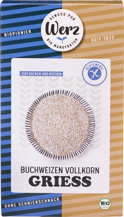 Buchweizen Vollkorn Grieß 250g - Werz Bio

Der glutenfreie Buchweizen Grieß von Werz eignet sich z.B. für Süßspeisen oder Suppeneinlagen (Grießnockerl). Ihrem Erfindungsreichtum sind keine Grenzen gesetzt: glutenfreier Grieß-Käsekuchen, Grieß-Knödel, Grieß-Auflauf oder natürlich einfach ein köstlicher glutenfreier Grießbrei... alles ist möglich. Einfach ausprobieren!