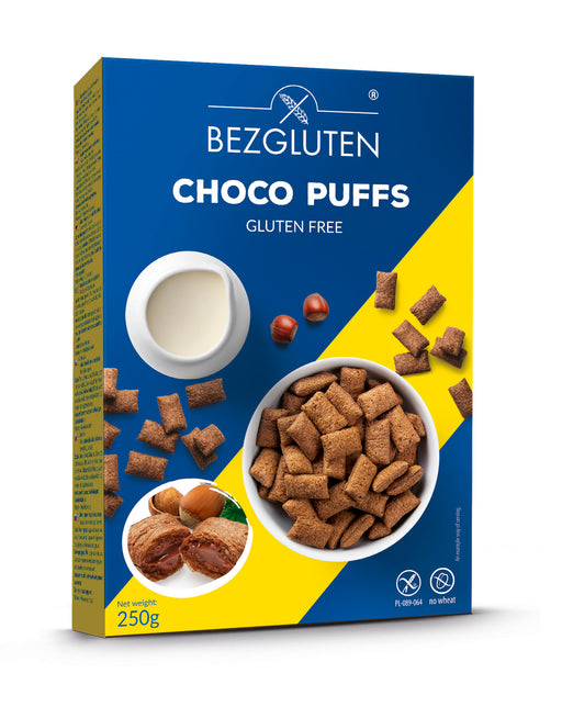 Choco Puffs - Kakaokissen mit Haselnussfüllung 250g- Bezgluten